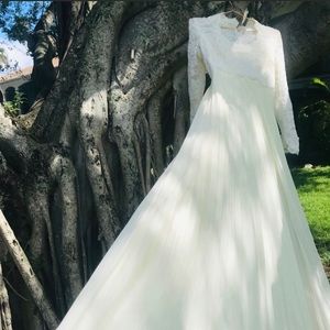 Vintage 1970s empire waist wedding dress